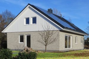 Керамический клинкер AARHUS weissgrou, проект небольшого загородного дома