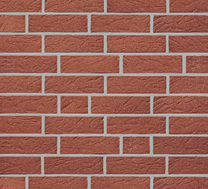 Клинкерный кирпич GREETSIEL friesisch rot genarbt besandet в формате NF (240x115x71). Имитирующая мерейное тиснение поверхность, покрытая песочной пылью