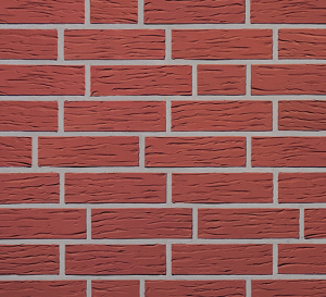 Клинкерный кирпич MELBOURNE ziegelrot genarbt в формате NF. Поверхность, имитирующая мерейное тиснение